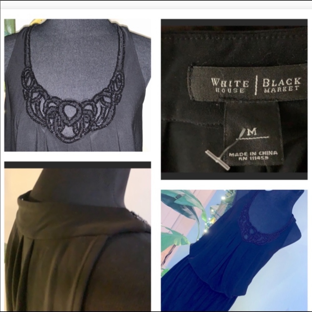 White house black market  Black sleeveless beaded dress